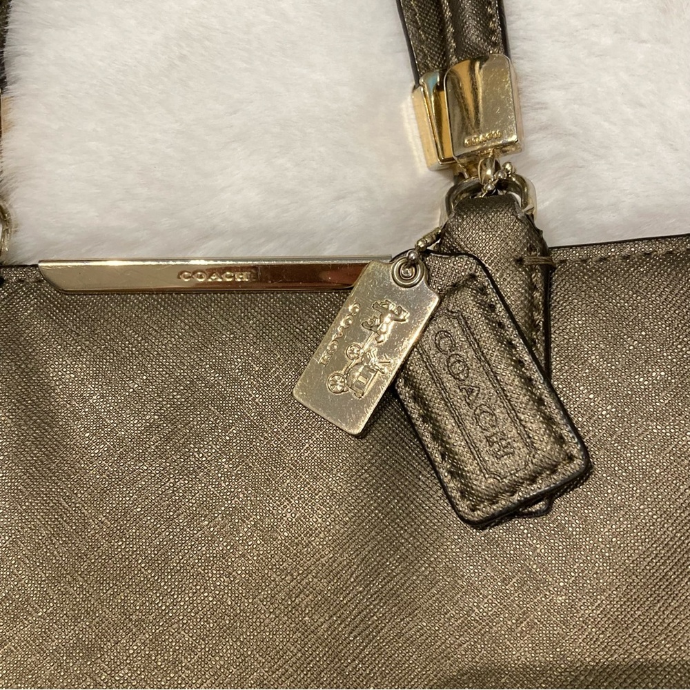 Coach Madison Saffiano Leather Bronze Metallic Handbag 29001 Small Tote - Picture 3 of 8
